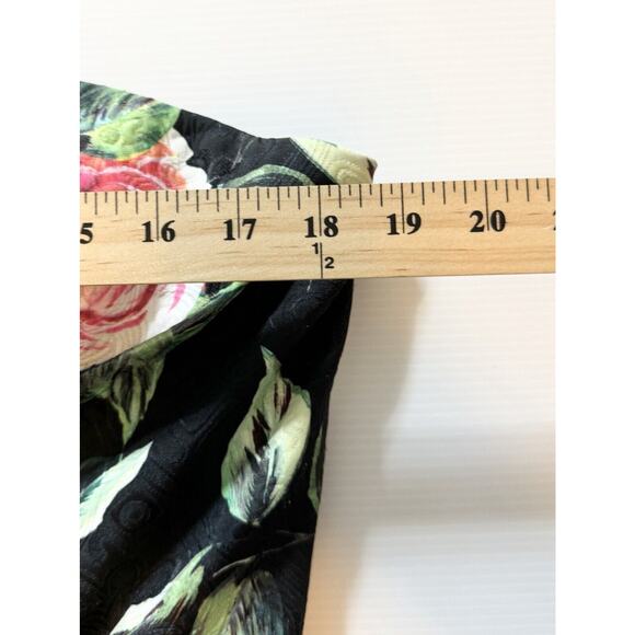 Sherri Hill Formal Gown Size 14 Black Red Floral Strapless High-Low Train - Picture 10 of 12